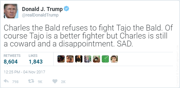 Charles the Bald refuses to fight Tajo the Bald. Of course Tajo is a better fighter but Charles is still a coward and a disappointment. SAD.